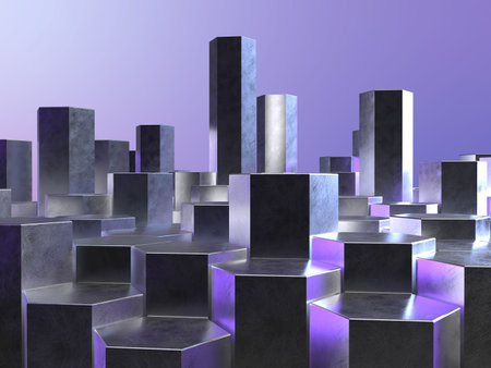 3d rendering of abstract geometric composition,digital art works. Computer generated image. 3D...