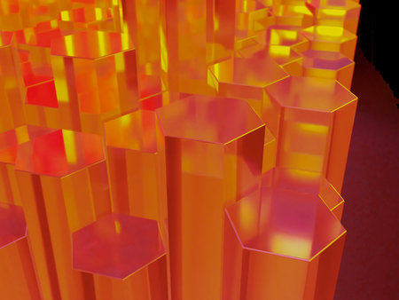 abstract 3d illustration of yellow and red cubes over black background