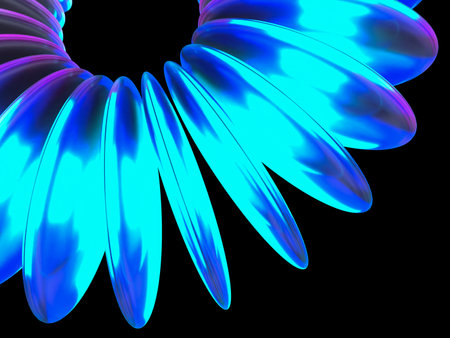 3d render, abstract background, pink flower petals, design element Photorealistic 3D illustration of a circular arrangement of lenses illuminated by fantastic lightの写真素材