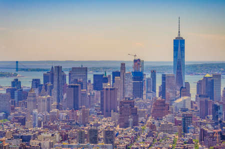 Aerial panoramic view of New York city Buildings and skyscrapers. New York, United States of America