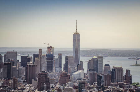 Aerial panoramic view of New York city Buildings and skyscrapers. New York, United States of Americaの写真素材