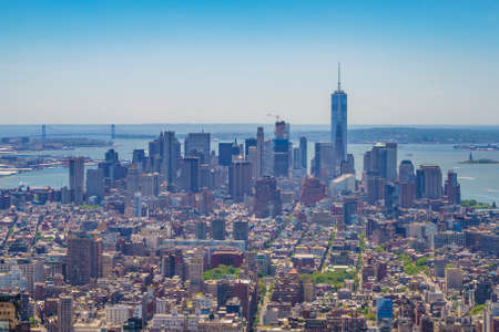 Aerial panoramic view of New York city Buildings and skyscrapers. New York, United States of Americaの写真素材