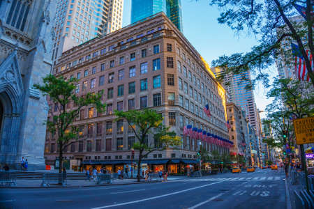 Urban panoramic view of high-rising modern buildings and skyscrapers in New York city United States of Americaの写真素材