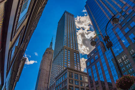 Urban panoramic view of high-rising modern buildings and skyscrapers in New York city United States...
