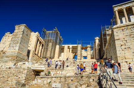 ATHENS CITY, GREECE - SEPTEMBER 2015: Iconic view of the Acropolis of Athens, Greeceのeditorial素材