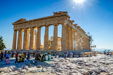 ATHENS CITY, GREECE - SEPTEMBER 2015: Iconic view of the Acropolis of Athens, Greeceのeditorial素材
