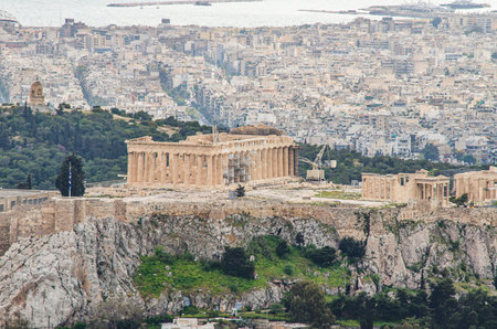 Iconic view of the Acropolis of Athens, Greeceのeditorial素材
