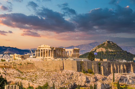 Iconic view of the Acropolis of Athens, Greeceのeditorial素材