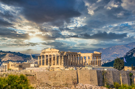 Iconic view of the Acropolis of Athens, Greeceのeditorial素材