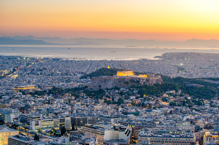 Iconic view of the Acropolis of Athens, Greeceのeditorial素材