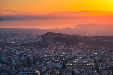 Iconic view of the Acropolis of Athens, Greeceのeditorial素材