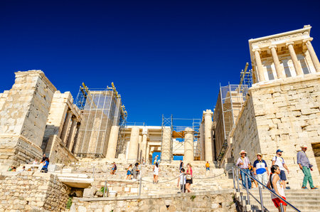 ATHENS CITY, GREECE - SEPTEMBER 2015: Iconic view of the Acropolis of Athens, Greeceのeditorial素材