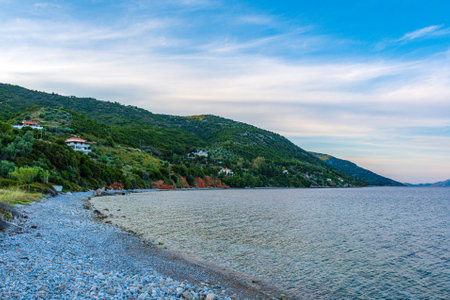 The famous beach of Agios Dimitrios in Alonissos island, Sporades, Greeceの写真素材