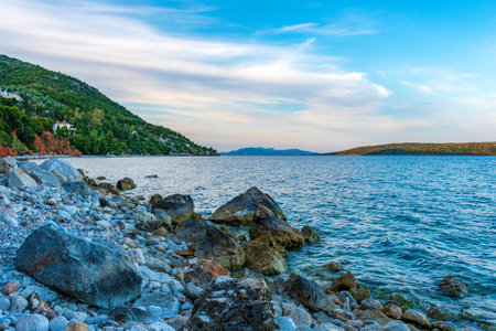 The famous beach of Agios Dimitrios in Alonissos island, Sporades, Greeceの写真素材
