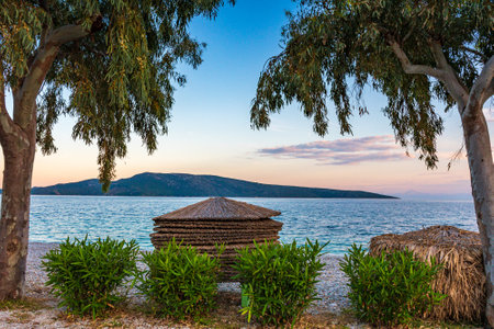 The famous beach of Agios Dimitrios in Alonissos island, Sporades, Greeceの写真素材