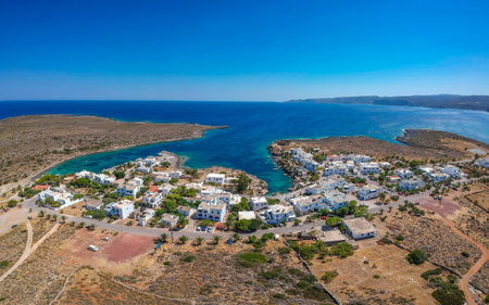 Aerial view of the picturesque village Avlemonas or Avlemon in Kythera island, Greece.の写真素材