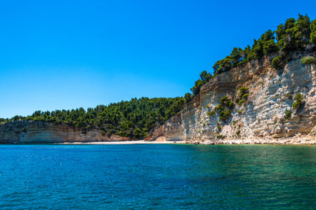 Amazing view of Spartines beach during boating in Alonissos island, Sporades, Greeceの写真素材