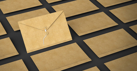 Kraft paper document envelopes background in 3d illustration