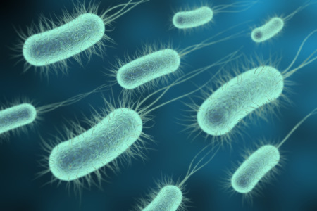 Close up look at 3d rendering bacteria or virus in blue for medical uses, swimming cells