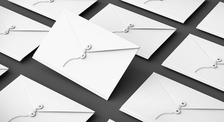White document envelopes background in 3d illustration
