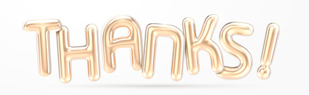 THANKS golden foil balloon phrase in 3d renderの写真素材