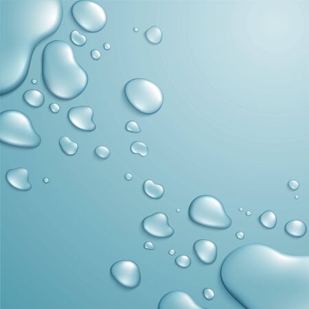 Realistic top view waterdrop on blue background in 3d illustrationのイラスト素材