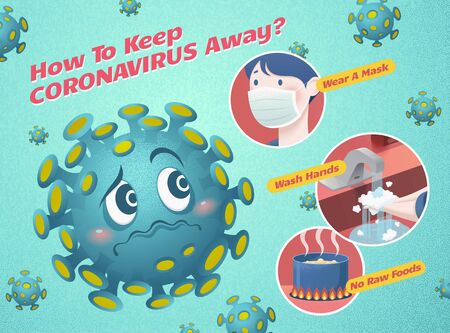 How to keep coronavirus away, prevention illustrationのイラスト素材