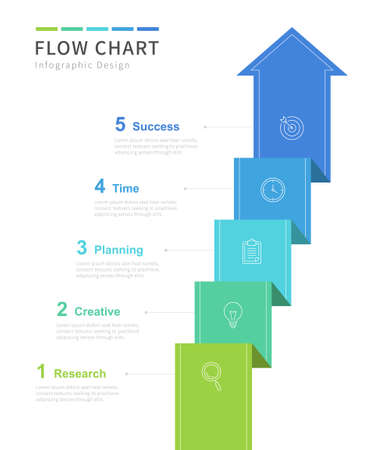 Vector infographic arrow template with five steps, foe business presentation and flow chartのイラスト素材