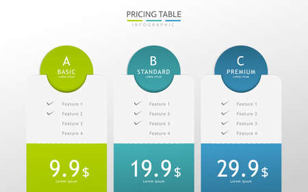 Pricing table infographic design template with subscription optionsのイラスト素材