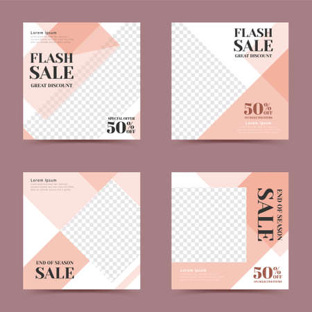 Trendy flash sale social media ad post illustration, editable template for social network postsのイラスト素材