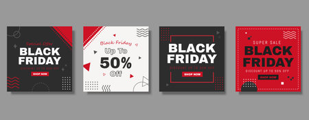 Playful Black Friday sale template set isolated on gray background.のイラスト素材