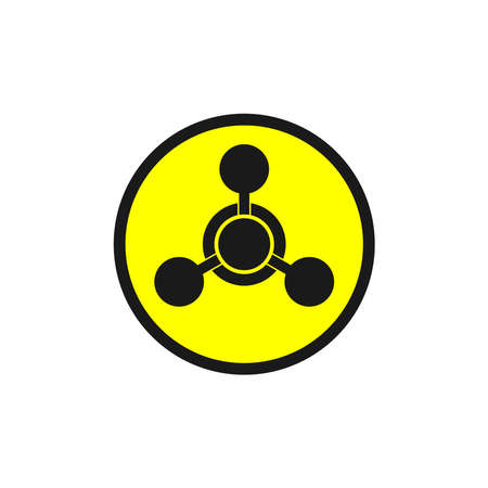 Toxic sign, symbol. Warning radioactive zone graphic vector. Icon flat style modern design Isolated on Blank Background. Vector illustration of chemical.のイラスト素材