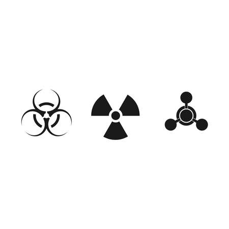 Toxic sign, symbol. Warning radioactive zone graphic vector set. Icon flat style modern design Isolated on Blank Background. Vector illustration of chemical.のイラスト素材