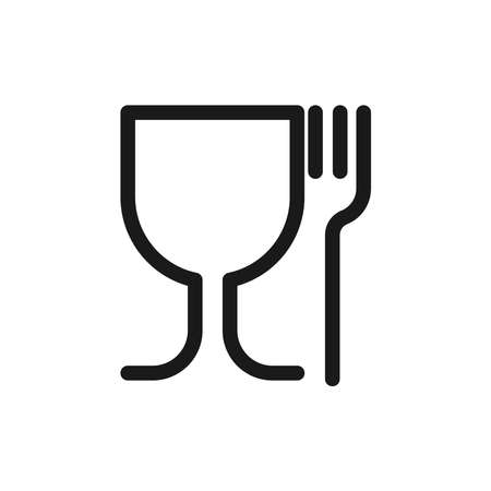 Food sign safe. International emblem on the packaging. Food safe symbol used for marking food contact materials in the EU. Vector illustration isolated on a blank background.のイラスト素材