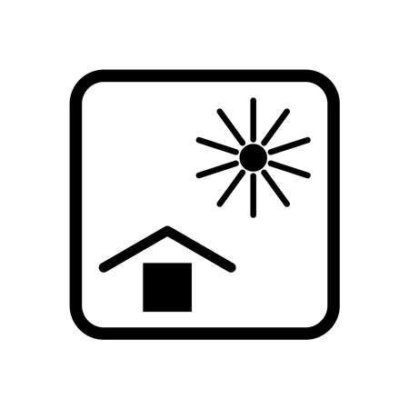 Keep away from heat or sunlight. Vector illustration of symbol on pack, isolated on blank background, editable and replaceable color. Perfect for code on packaging.のイラスト素材