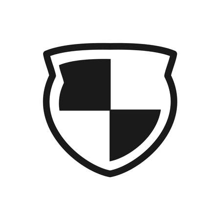 Shield icon vector. Security icon. Protection icon. Safety system. Protection activated. Logo template. Virus protection. Black icon isolated on a blank background. Can be edited and changed colors.のイラスト素材