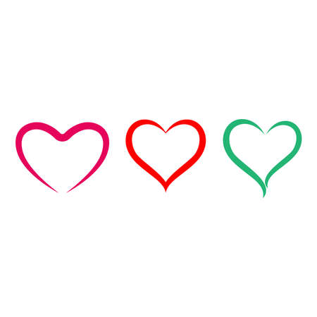 Collection of Heart icon, Vector  illustration symbol of Love Icon flat style modern design. Isolated on a blank background. Can be edited and changed colors.のイラスト素材