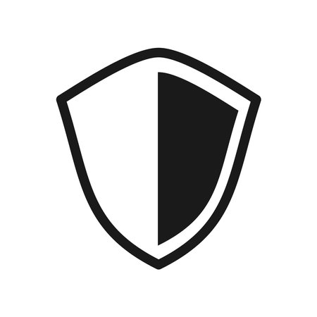 Shield icon vector. Security icon. Protection icon. Safety system. Protection activated. Logo template. Virus protection. Black icon isolated on a blank background. Can be edited and changed colors.のイラスト素材