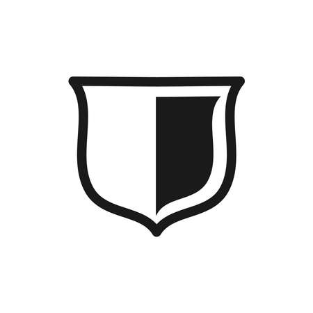 Shield icon vector. Security icon. Protection icon. Safety system. Protection activated. Logo template. Virus protection. Black icon isolated on a blank background. Can be edited and changed colors.のイラスト素材