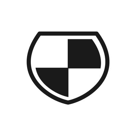 Shield icon vector. Security icon. Protection icon. Safety system. Protection activated. Logo template. Virus protection. Black icon isolated on a blank background. Can be edited and changed colors.のイラスト素材