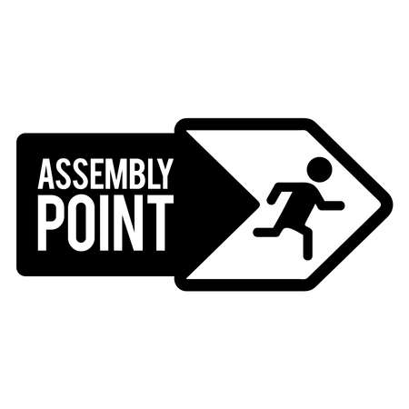Emergency evacuation assembly point sign, gathering point signboard, vector illustration. Isolated on a blank background. Editable and changeable color. Minimalist and simple design.のイラスト素材