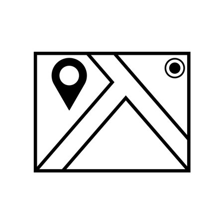 Map with pin, geo locate, pointer icon. Black icon isolated on a blank background. Can be edited and changed colors.のイラスト素材