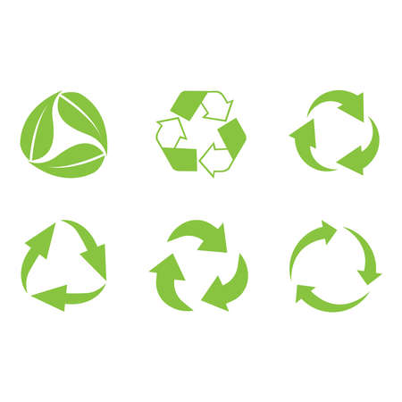 Recycle icon vector set. Best recycle symbol. Isolated on a blank background. Can be edited and changed colors. Green color.のイラスト素材