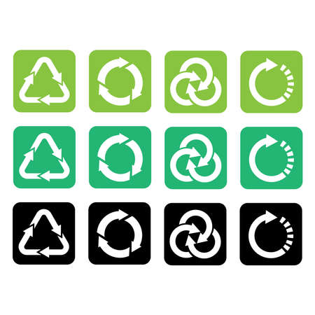 Recycle icon vector set. Best recycle symbol. Isolated on a blank background. Can be edited and changed colors. Green color.のイラスト素材