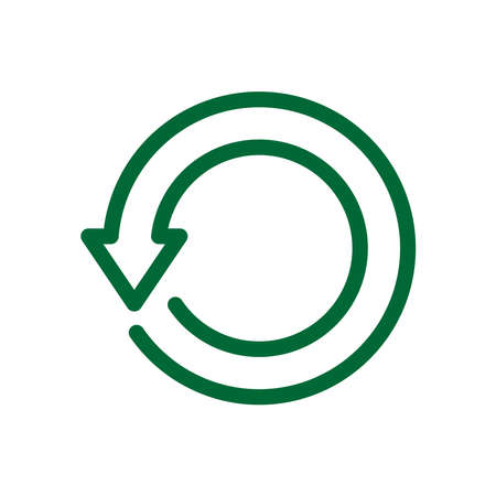 Flat icon of cyclic rotation, recycling recurrence, renewal and update. Vector illustration isolated on a blank background that can be edited and replaced with color.のイラスト素材