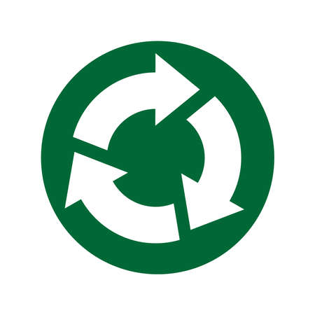 Flat icon of cyclic rotation, recycling recurrence, renewal and update. Vector illustration isolated on a blank background that can be edited and replaced with color.のイラスト素材