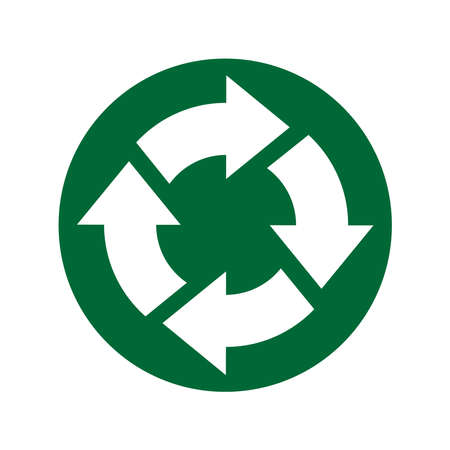 Flat icon of cyclic rotation, recycling recurrence, renewal and update. Vector illustration isolated on a blank background that can be edited and replaced with color.のイラスト素材