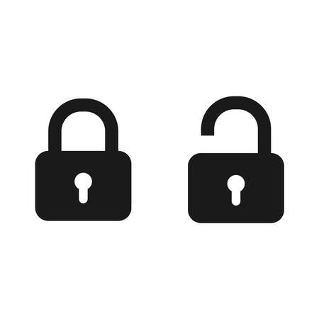 Protection icon vector. Padlock icon. Vector illustration isolated on a blank background that can be edited and replaced with color.のイラスト素材