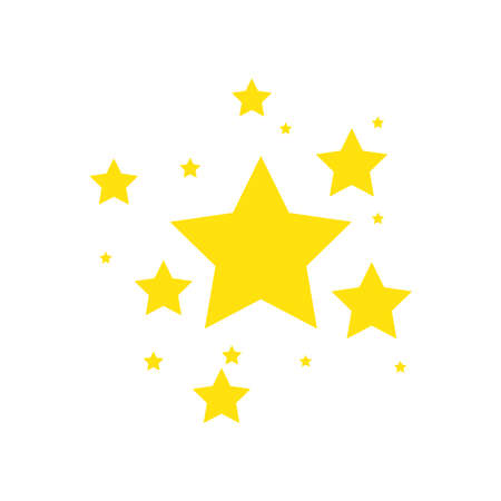 Yellow, gold, orange sparkles symbols vector. Bright firework, decoration twinkle, shiny flash. Glowing light effect stars and bursts. Vector illustration isolated on a blank background.のイラスト素材