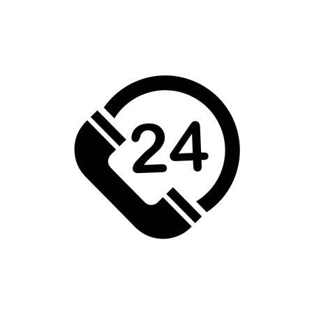 24 hour service. Call icon in trendy flat style isolated on blank background. Call icon page symbol for your web site design Call icon logo, app, UI.のイラスト素材